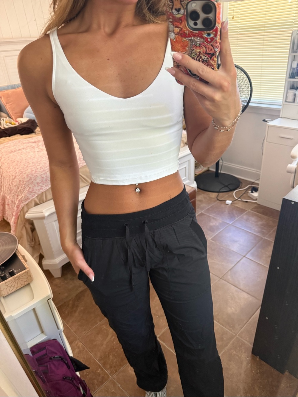 LuLuLemon Align White Cropped V-Neck Tank Top
